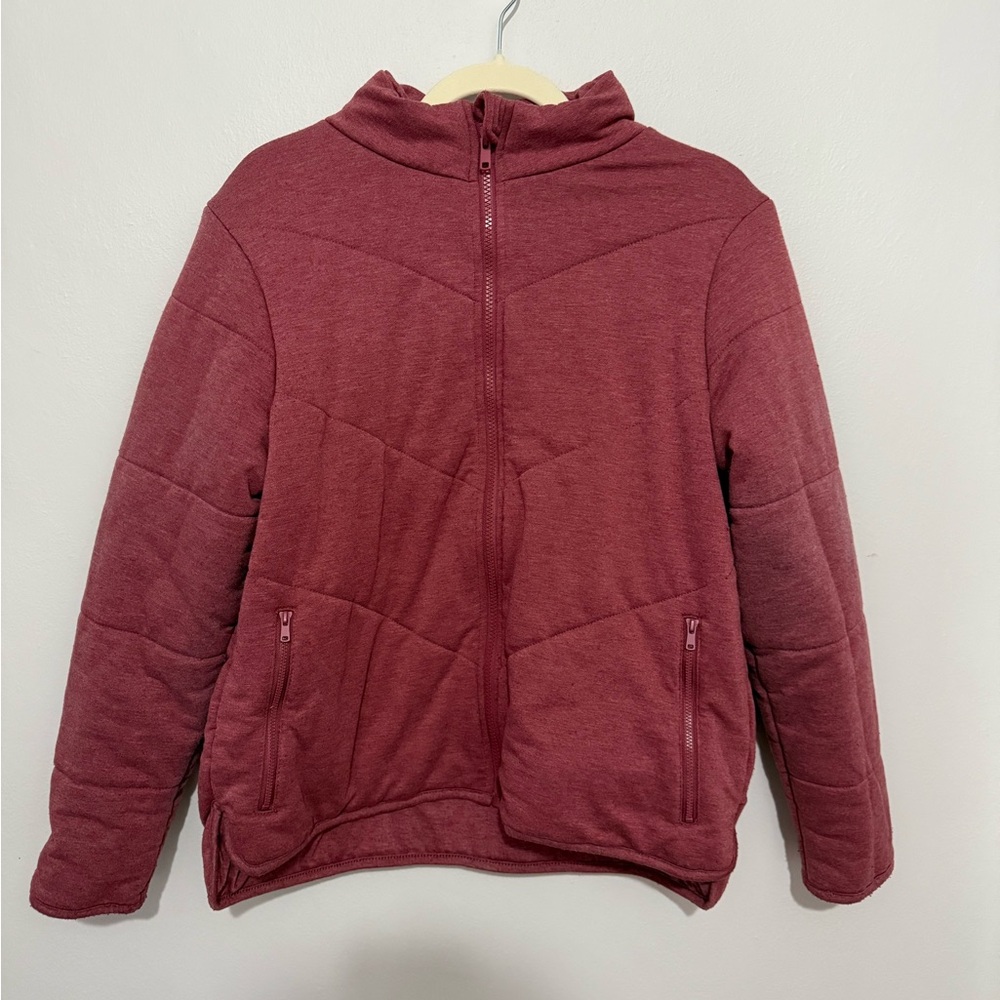 Three Dots Cotton Rose Quilted Zip-Up Jacket